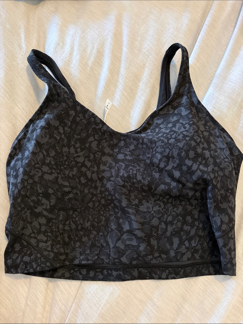 lululemon athletica Black Patterned Longline Sports Bra